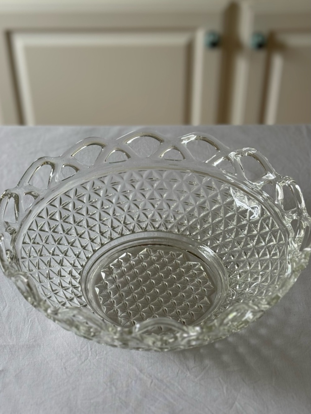 Imperial Glass Laced Edge Crocheted Crystal Clear Bowl | 9.75" | HTF